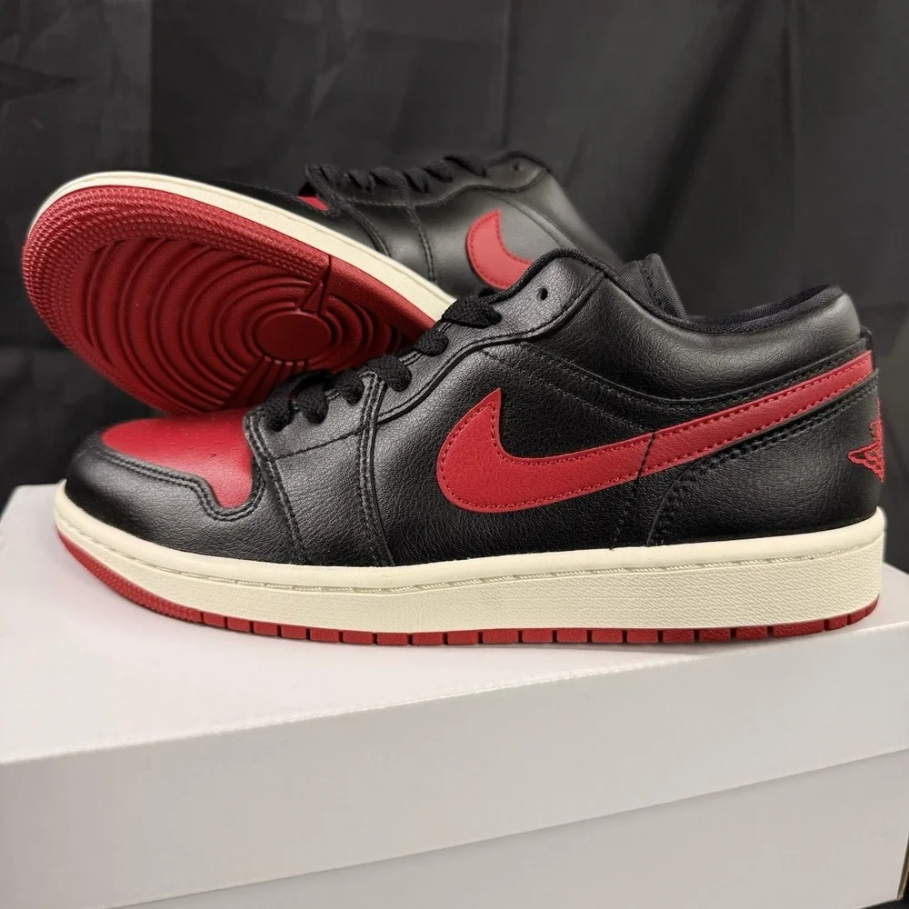 Nike Air Jordan 1 Low Women 8.5 Shoes Black Gym Red Sail Sneakers DC0774-061